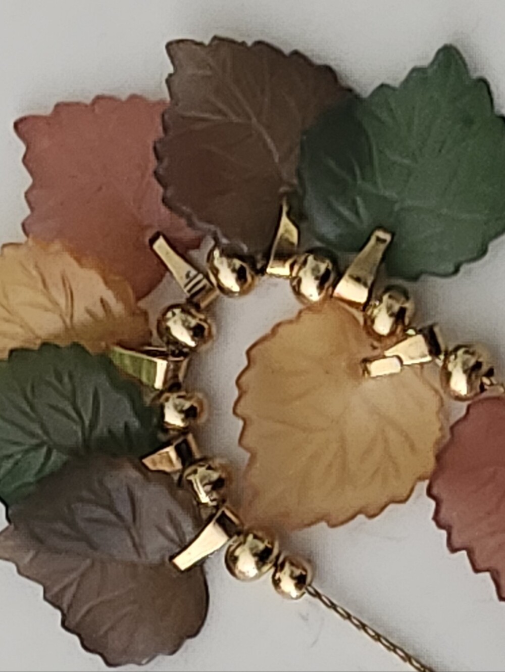 12k Gold Filled Multicolor Leaf Pendant Necklace - Picture 6 of 13
